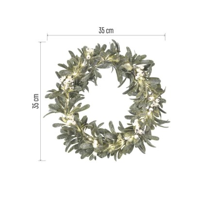 Dekoracje - wianek jemioła 25 LED, 3xAA, ciepła biel, IP20, timer