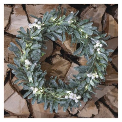 Dekoracje - wianek jemioła 25 LED, 3xAA, ciepła biel, IP20, timer