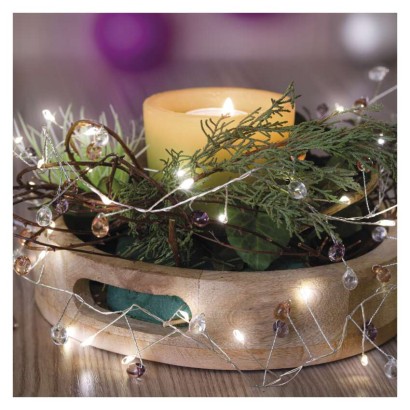 LED girlanda – kamínky, 1,2 m, 3x AA, vnitřní, teplá bílá, časovač