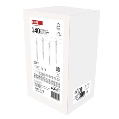 Dekoracje - 140 LED 10x sopel 29 cm 3,6 m, zimna biel, IP44