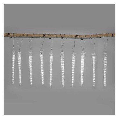 Dekoracje - 140 LED 10x sopel 29 cm 3,6 m, zimna biel, IP44