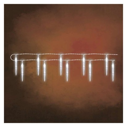 LED karácsonyi fényfüzér – 10x jégcsap, 1,35 m, 2x AA, beltéri, hideg fehér, időzítő