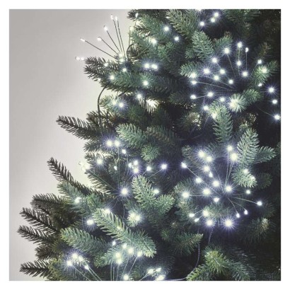 Dekoracje - 150 LED 2,35 m nano łezki frędzle zimna biel, zielony przewód, IP20, timer