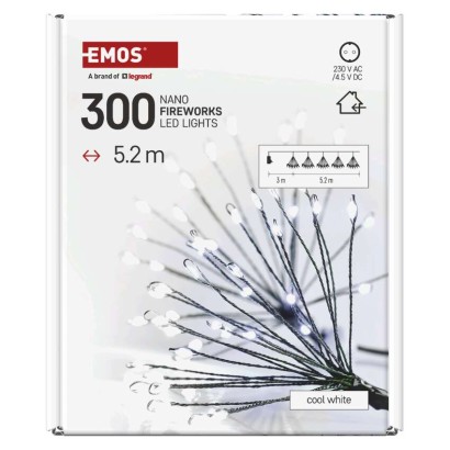 LED fényfüzér – fürtök, nano, 5,2 m, beltérre, hideg fehér, időzítő