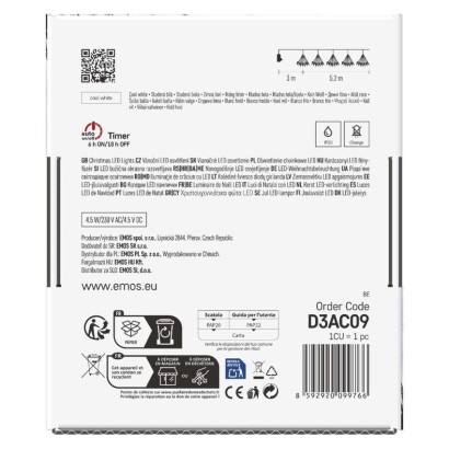 LED fényfüzér – fürtök, nano, 5,2 m, beltérre, hideg fehér, időzítő