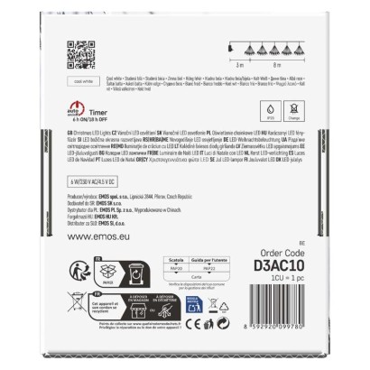 Dekoracje - 450 LED 8 m nano łezki frędzle zimna biel, zielony przewód, IP20, timer