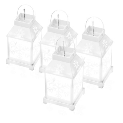 Dekoracje - 4 LED lampiony białe, zimna biel, IP44