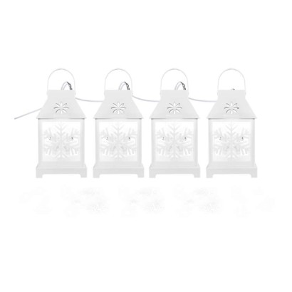 Dekoracje - 4 LED lampiony białe, zimna biel, IP44