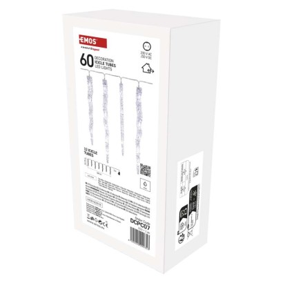 LED Ziemassvētku vītne – lāstekas, 12 gab., 3,6 m, liet. ārā un iekštelpās, auksti balta