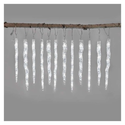 LED Ziemassvētku vītne – lāstekas, 12 gab., 3,6 m, liet. ārā un iekštelpās, auksti balta