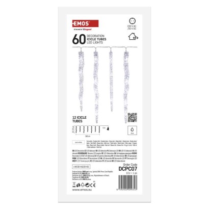 LED Ziemassvētku vītne – lāstekas, 12 gab., 3,6 m, liet. ārā un iekštelpās, auksti balta