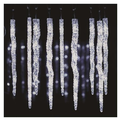 LED Ziemassvētku vītne – lāstekas, 12 gab., 3,6 m, liet. ārā un iekštelpās, auksti balta