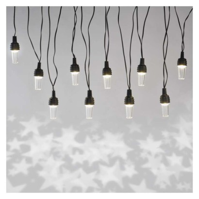 LED fényfüzér – 10x party égő átlátszó, 4,5 m, kültéri és beltéri, hideg fehér