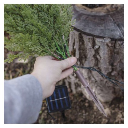 Gałązki LED z panelem solarnym, przeźroczyste, ciepła biel