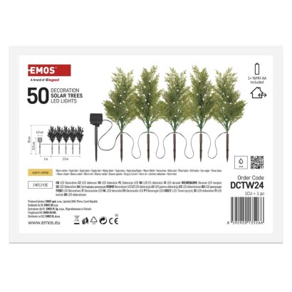 Gałązki LED z panelem solarnym, przeźroczyste, ciepła biel