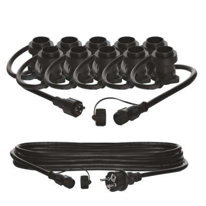 Łańcuch party na żarówkę 10x E27 7,35 m + wtyczka 5m, IP44