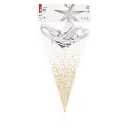 LED papirnata zvezda za obešanje z zlatimi bleščicami na robovih, bela, 60 cm, notranja 