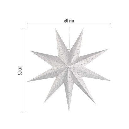 LED hviezda papierová závesná, 60 cm, vnút.