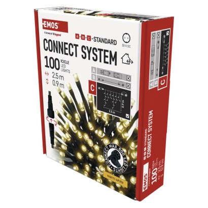 Standarta LED savienojošā virtene – lāstekas, 2,5 m, lietošanai ārā, silti balta