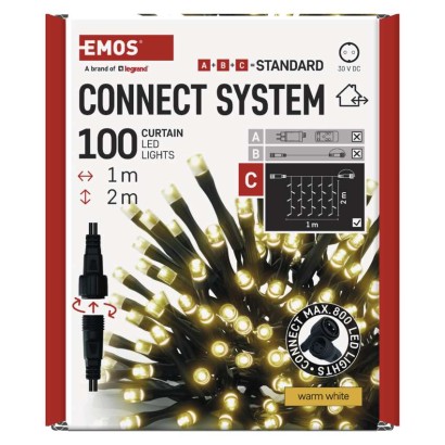 Standard LED sorolható karácsonyi füzér – fényfüggöny, 1x2 m, kültéri, meleg fehér