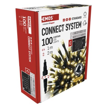 Standard LED sorolható karácsonyi füzér – fényfüggöny, 1x2 m, kültéri, meleg fehér