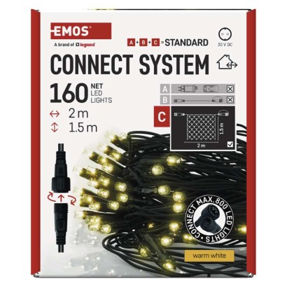 Standard LED Verbindungskette – Netz, 1,5x2 m, Außen, warm-weiß