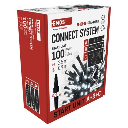 Štartovacia súprava pre spoj. reťaze Klasik – cencúle, 2,5 m, vonkajšia, studená biela, č.