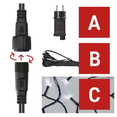 Základní sada pro spojovací řetězy Standard, 10 m, venkovní, studená bílá, časovač