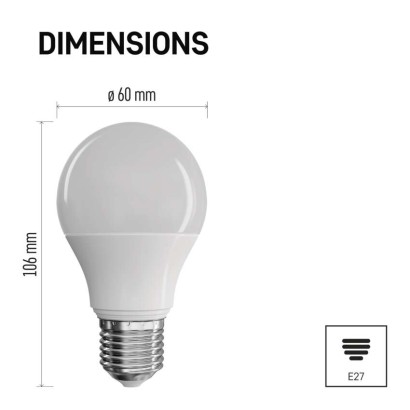 LED žárovka Classic A60 / E27 / 8,5 W (60 W) / 806 lm / teplá bílá