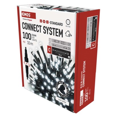 Standard LED spojovací vánoční řetěz, 10 m, venkovní i vnitřní, studená bílá