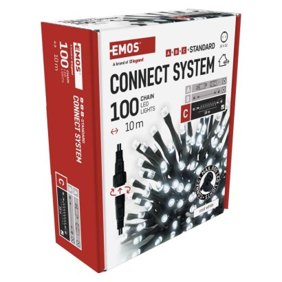 Standard LED spojovací vánoční řetěz, 10 m, venkovní i vnitřní, studená bílá