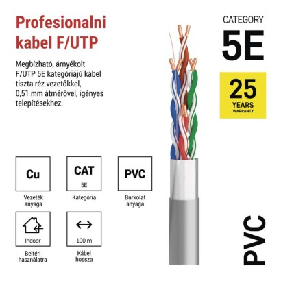 EMOS FTP kábel CAT 5E 100m