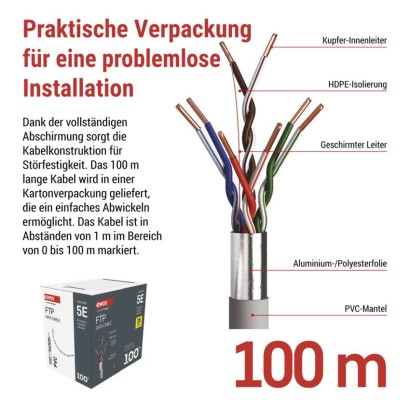 Datenkabel FTP 5E, 100m