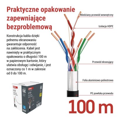 Kabel Ftp Cat5e, outdoor, 100m