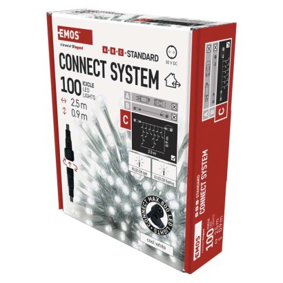 Standardne LED ühendatav valguskett, vilkuv – jääpurikad, 2,5 m, õue, külm valge