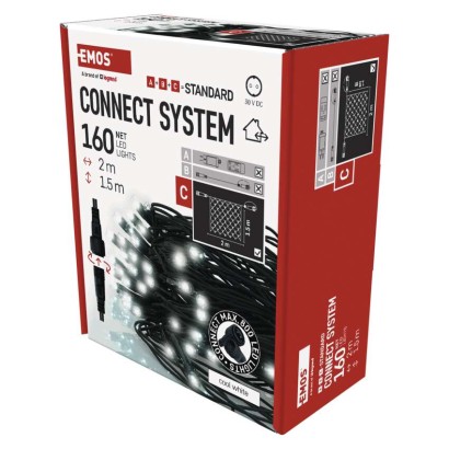 Standard LED spojovacia vianočná reťaz – sieť, 1,5x2 m, vonkajšia, studená biela