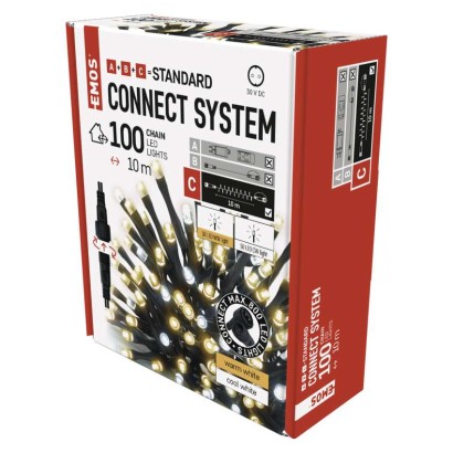 Standard LED spojovací vánoční řetěz, 10 m, venkovní, teplá/studená bílá