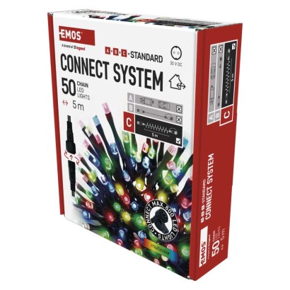 Standard LED spojovacia vianočná reťaz, 5 m, vonkajšia aj vnútorná, multicolor