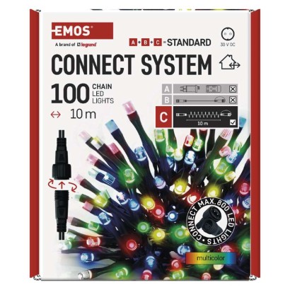 Standard LED spojovací vánoční řetěz, 10 m, venkovní i vnitřní, multicolor