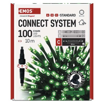 Standard LED spojovací vánoční řetěz, 10 m, venkovní i vnitřní, zelená