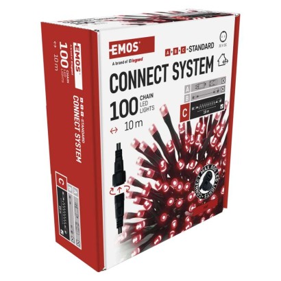 Standarta LED savienojošā virtene, 10 m, lietošanai ārā un iekštelpās, sarkana