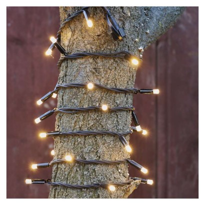 Profi LED Verbindungskette schwarz, 5 m, Außen/Innen, warm-weiß