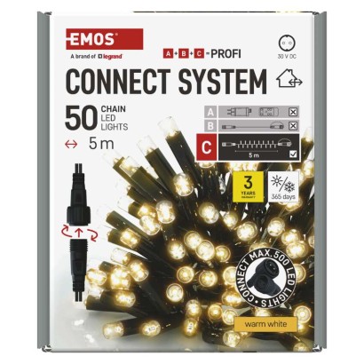 Profi LED Verbindungskette schwarz, 5 m, Außen/Innen, warm-weiß