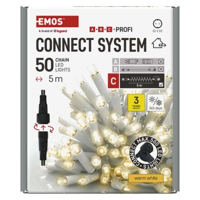 Profi LED spojovacia reťaz biela, 5 m, vonkajšia aj vnútorná, teplá biela