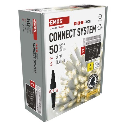 Profi LED spojovacia reťaz biela – cencúle, 3 m, vonkajšia, teplá biela