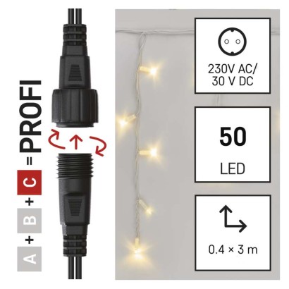 Profi LED spojovacia reťaz blikajúca biela – cencúle, 3 m, vonkajšia, teplá biela