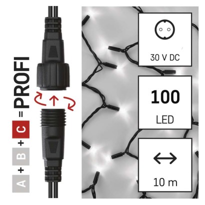 Profi LED spoj. reťaz preblikávajúca, 10 m, vonkajšia aj vnútorná, studená biela