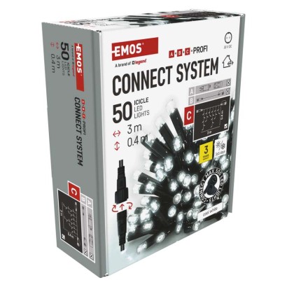 Profi LED ühendatav valguskett must – jääpurikad, 3 m, õue, külm valge