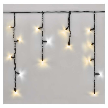 Oświetlenie łączone Profi- sople 50LED 3m, ciepła biel+zimna biel miga, czarny, IP44 