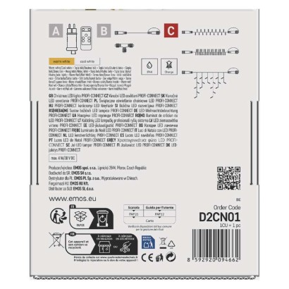 Oświetlenie łączone Profi- sople 50LED 3m, ciepła biel+zimna biel miga, czarny, IP44 